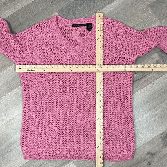 Preswick & Moore Loose Weave V-neck Sweater Rose Pink Small - Picture 11 of 13